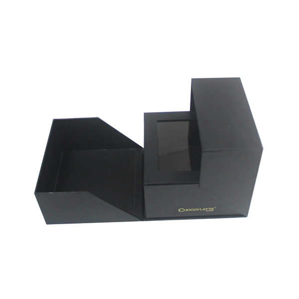 Matt black gift box for chocolate and flower packaging